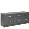 Kommode ELENZIO - Graphitgrau - 6 Schubkästen - 121,8 Cm