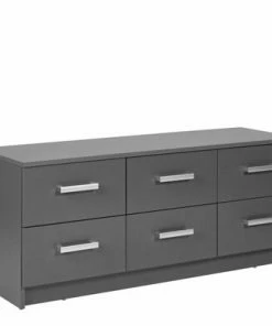 Kommode ELENZIO - Graphitgrau - 6 Schubkästen - 121,8 Cm