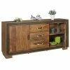 Sideboard - Sheesham Massiv-schwarz - 3 Schubladen - 160 Cm Breit