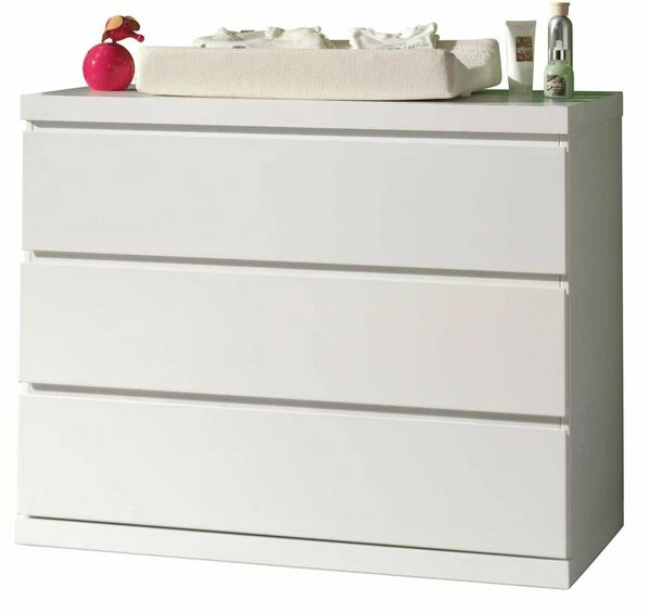 Kommode LARA - Weiß - 3 Schubkästen - 110 Cm 1 Kommode LARA - Weiß - 3 Schubkästen - 110 Cm