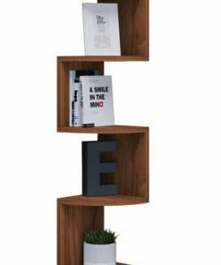 Eckregal MINTIS - Kern-Nussbaum - 5 Ablagen - 123,6 Cm