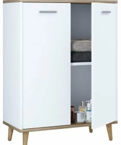 Kommode LANDOS - Weiß-Honig-Eiche - 60 Cm