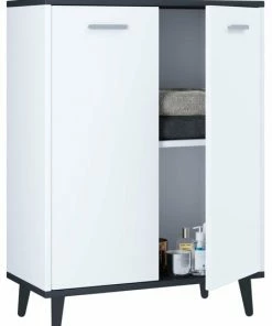 Kommode LANDOS - Weiß-anthrazit - 60 Cm