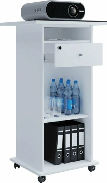 Beamer-Stand NETA - Weiß - 3 Offene Fächer - 60 Cm 1 Beamer-Stand NETA - Weiß - 3 Offene Fächer - 60 Cm