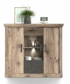 Highboard PORTUM - Flagstaff Eiche-anthrazit - 120 Cm Hoch